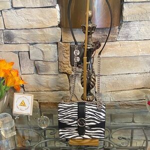 Michael Kors Zebra Print Crossbody Bag - Black and White